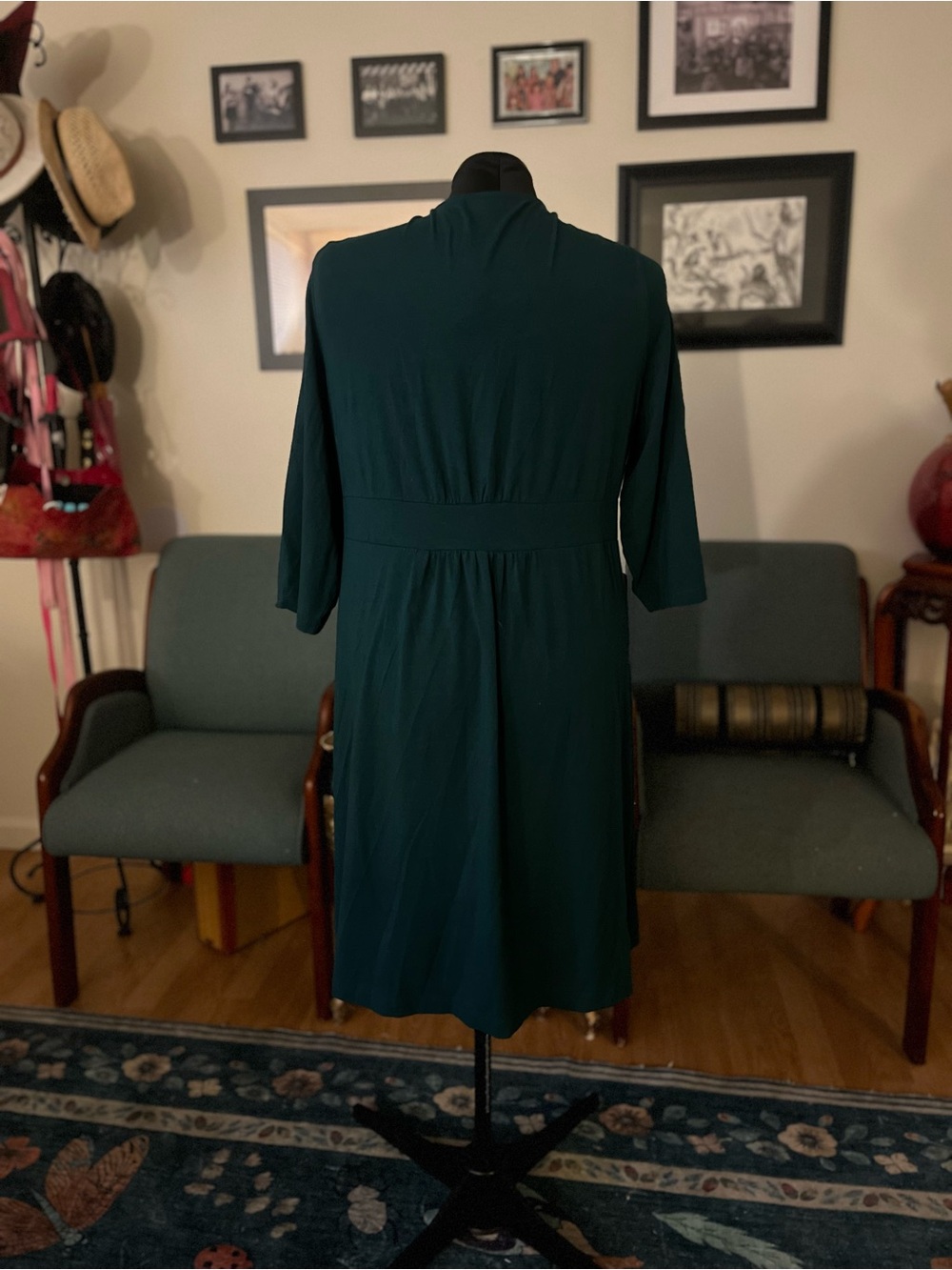 Lands' End Deep Teal V-Neck Long Sleeve Dress - Picture 6 of 7